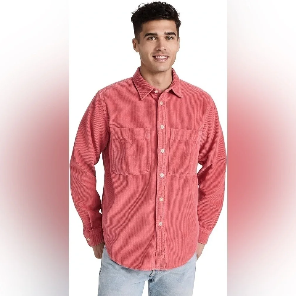 Bonobos Raspberry Red Cotton Corduroy Utility Shirt Large